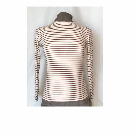 Time and Tru Tops - Womens Time and Tru white and brown stripe top - S